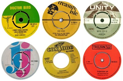 #ad 6x85mm Reggae Records Vinyl Stickers blue beat unity trojan skinhead laptop ska GBP 5.70
