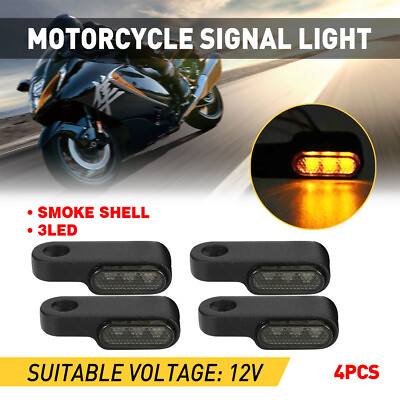 #ad 4X Mini Motorcycle LED Signals Turn Blinker Light Indicator Lamp Amber Universal $18.04