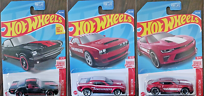 #ad 2022 Hot Wheels 3 Target Red Edition 18 Camaro SS 18 Challenger DEMON 65 Mustang $11.00