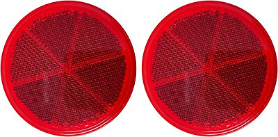 #ad 3quot; Inch Round Red Reflector Adhesive Bike Trailer Truck Boat Mailbox Qty 2 $8.95