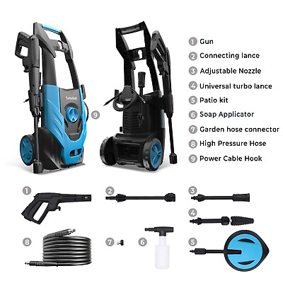 #ad 1600PSI Electric High Pressure Washer 360°Adjustment Nozzle for Car Yard 1.71GPM $137.99