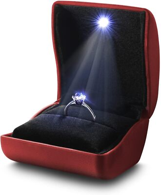 #ad ETLIFE Engagement Ring Box with Light Luxury PU Leather Ring Box LED Ring Box $16.31