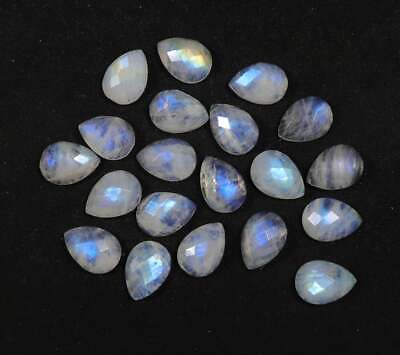 #ad Natural Rainbow Moonstone Loose Gemstone Pear Faceted From India 10x14mm $261.67