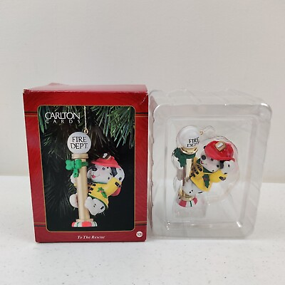 #ad 1998 Carlton Cards quot;To The Rescuequot; Fire Department Christmas Ornament $10.00