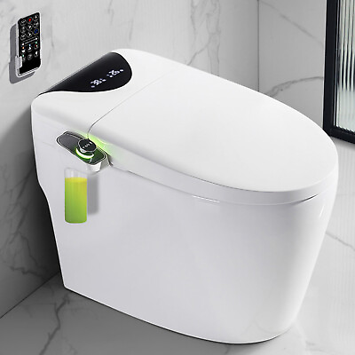 #ad 1.27 GPF Dual Flush Modern Smart One Piece Toilet Elongated Floor Mounted Toilet $774.56