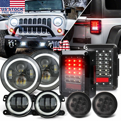 #ad Combo For Jeep 07 18 Wrangler JK 7quot; LED Headlights Fog Turn Lights Tail Lights $175.88