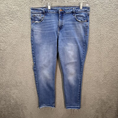 #ad Old Navy Jeans Womens 16 Blue Rock Star Super Skinny Distressed Denim Preppy $11.16
