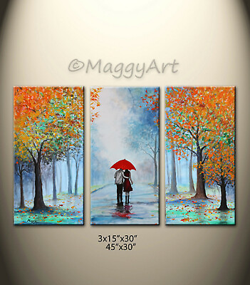 #ad original acrylic paintingwalking in rain45x30inchgreat wedding gift $360.00