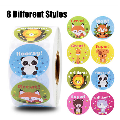 #ad 500pcs Teacher Reward Stickers Cute Animal Stickers School Motivational Stic^go C $4.53