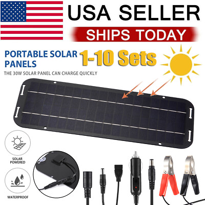 #ad 1 10 Set 30W Solar Panel Kit 12V Trickle Charger Battery Charger for Boat Car RV $82.99