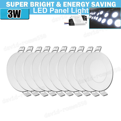 #ad 10X Cool White 3W Round LED Recessed Ceiling Panel Down Lights Bulb Lamp Fixture $29.99