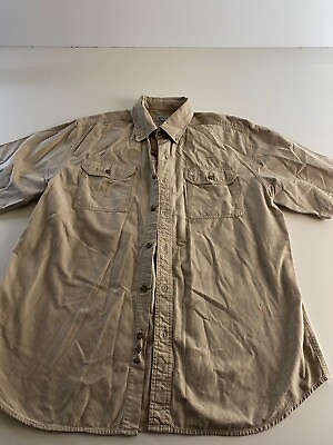 #ad Carhartt Thick Stripe Cotton Tannish BUTTON UP SHIRT XL Extra Large $13.75