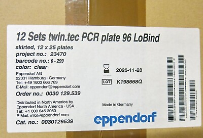 #ad NEW SEALED Eppendorf twin.tec 96 Well LoBind PCR Plate Exp. 2026 Pack of 25 $44.99
