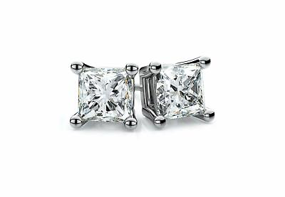 #ad CVD Princess Diamond Stud Earrings Lab Created G H VS SI 14K Solid Gold $299.00
