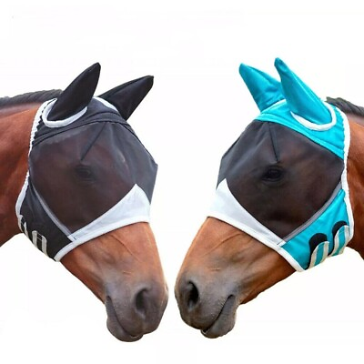 #ad Horse Fly Mask With Ears Protection Mosquito Anti UV Insect Full Face Mesh $8.78