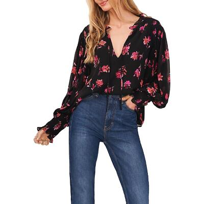 #ad Vince Camuto Womens Floral Smocked Blouse Peasant Top Shirt BHFO 3521 $17.99
