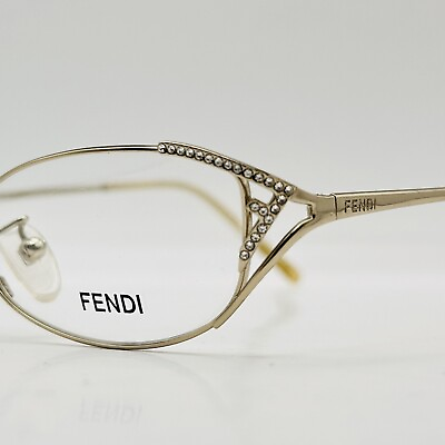 #ad Fendi eyeglasses Ladies Oval Gold Rhinestone Logo Mod. F 712 R New $127.82