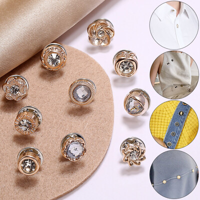 #ad 10pcs Women Pearl Brooch Pin Set Button Anti Exposure Shawl Shirt Brooch Jewelry GBP 2.19