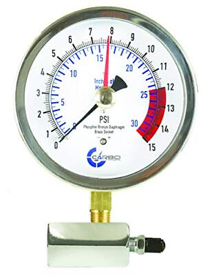 #ad 4quot; Gas Test Pressure Gauge 15 Pound 15 Psi 30 In Of Mercury 3 4 Fnpt Con Stai $47.92