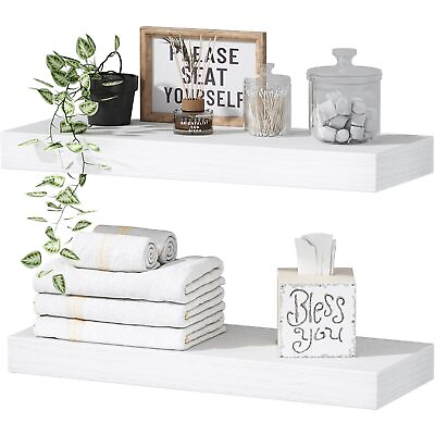 #ad QEEIG White Bathroom Shelves Wall Shelf Over Toilet Small 16 inch Set of 2 0... $35.96