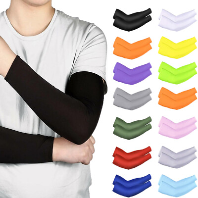 #ad 1Pair Sunscreen Cooling Arm Sleeves Sun Sleeves for Men Women Cycling Running $7.78