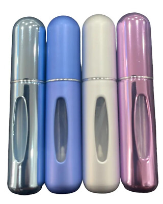 #ad 4 Pcs Mini Travel Perfume Atomizer Bottle Spray Pump Case Refillable Portable US $6.99
