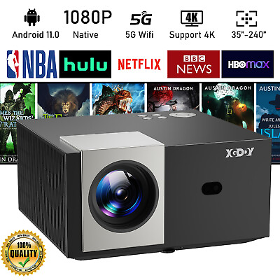 #ad XGODY 4K UHD Smart Projector Android 18000 Lumen 5G WiFi Bluetooth Home Theater $171.94