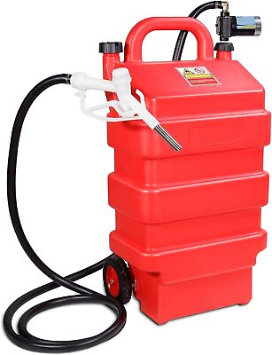 #ad 16 Gallon 60 Liter Portable Fuel Tank With 12V Electric transfer pump 3.7GPM $135.45