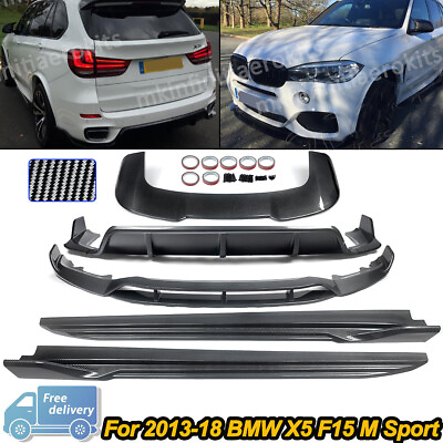 #ad For BMW F15 X5 M Tech Carbon Look ABS Front Lip Rear Diffuser Side Skirt Spoiler $655.48