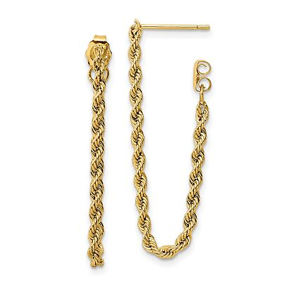 #ad 14k Yellow Gold Polished Rope Dangle Earrings 34.6x2.1 mm $134.99