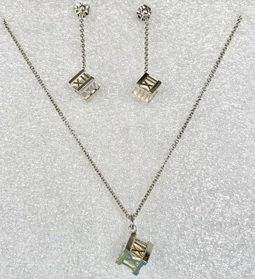 #ad Tiffany amp; Co. Roman Numeral Box Set Necklace and Earrings $300.00