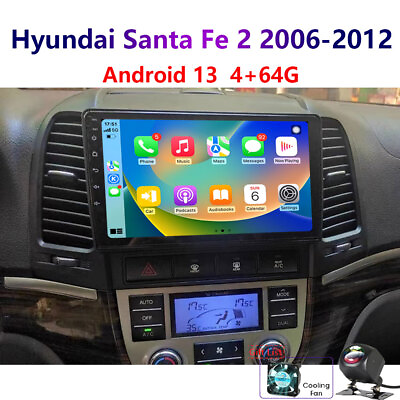 #ad 4 64G Android13 For Hyundai Santa Fe 2 2006 12 Carplay Car Stereo Radio GPS wifi $168.41