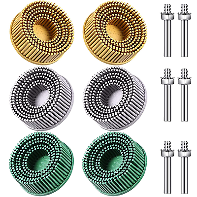 #ad 6 Pieces 2 Inch Bristle Disc Grit Abrasive Bristle Disc 50# 80# 120# with 1 4 In $38.74