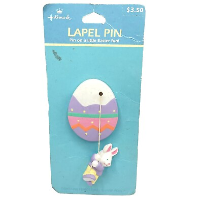 #ad VTG Hallmark Easter Holiday Lapel Brooch Pin Egg Dangling Bunny. $5.00