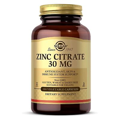 #ad Solgar Zinc Citrate 30 mg 100 Vegetable Capsules $14.07