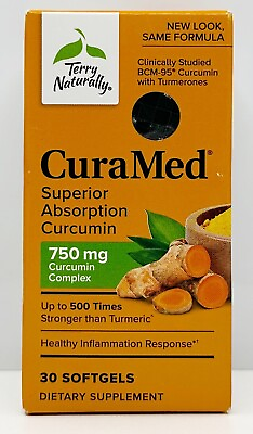 #ad Terry Naturally CuraMed Superior Absorption Curcumin 750mg 30 Softgels 08 2026 $35.05