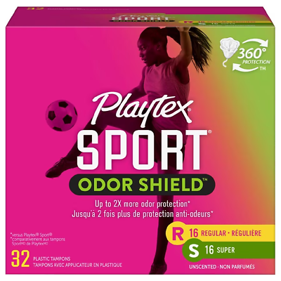 #ad Playtex Sport Odor Shield Tampons Regular amp; Super Duo Pack Unscented 32 Ct $11.04