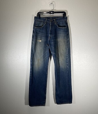 #ad Edwin Selvedge Jeans Blue Denim Distressed Japanese Redline Mens Size 32x34 $97.71
