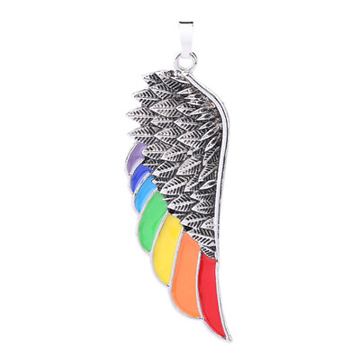 #ad New Angel Wings Rainbow Pride Pendant Chain Necklace LGBT Gay Lesbian $3.59