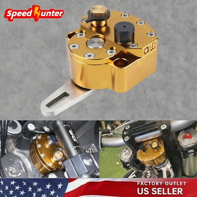 #ad Universal Motorcycle Steering Damper Stabilizer Safety Control Adjustable Gold $121.99