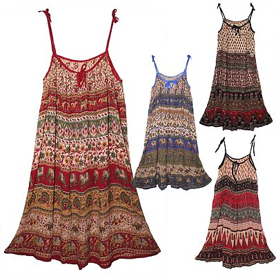 #ad XS To 6XL Indian Ethnic Boho Summer Sundress For Women Retro Dress Hippie Gypsy $44.99