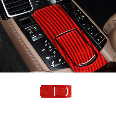 #ad Red Carbon Fiber Rear Multimedia Panel Cover Trim For Porsche Panamera 2010 16 $19.32