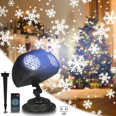Christmas Snowflake Projector Light LED Snowfall Party Lamp Indoor Outdoor Decor $22.99