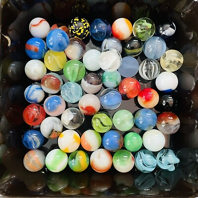 #ad Lot Of Marbles 50 Vintage Beautiful Swirls Agate Some Scarce Antique And Rare $34.88