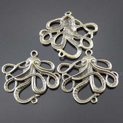 #ad 6 pcs Antiqued Bronze Octopus Alloy Charm Pendant Jewelry Art Craft 50*40*4mm $6.64