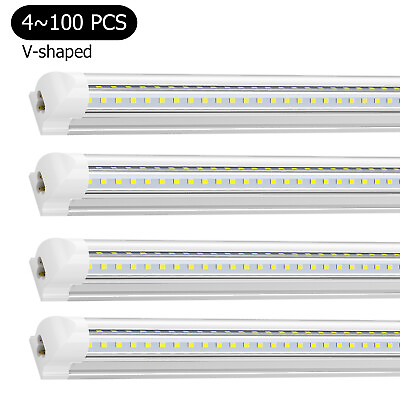 #ad 4 100 Pack T8 4FT LED Tube Light Bulbs Integrated LED Shop Light Fixture 6500K $400.39