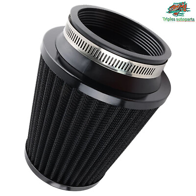 #ad Black 3quot; High Flow Inlet Dry Air Filter Cold Air Intake Cone Replacement 76mm $11.99