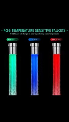 #ad 2 pcs Temperature Sensor LED Light Water Faucet light 7 color changing $11.80