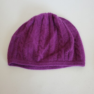 #ad Purple Beanie Hat One Size Plain Knit Warm Winter $9.99