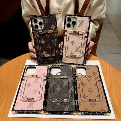 #ad For Samsung Galaxy S23 S22 S21 S20 S10 9 Luxury Leather Trunk Holder Square Case $8.99